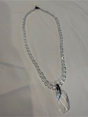 Clear Crystal Beaded Pendant Necklace - Transparent